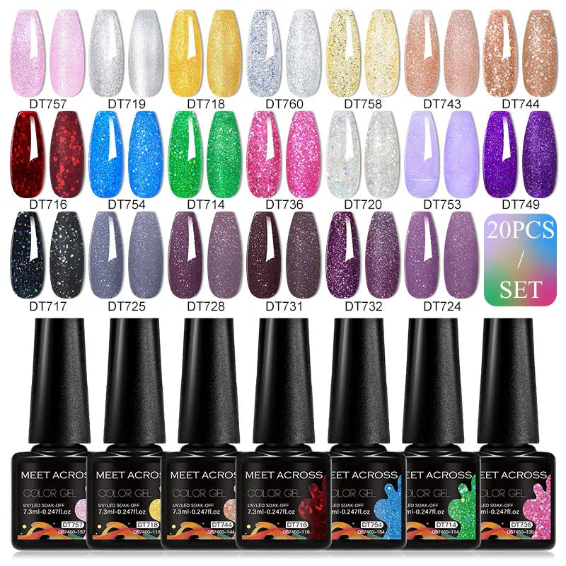 20-Piece HEMA-Free Gel Nail Polish Set – All-Season Long-Lasting UV/LED Soak-Off Kit for DIY Manicure & Nail Art