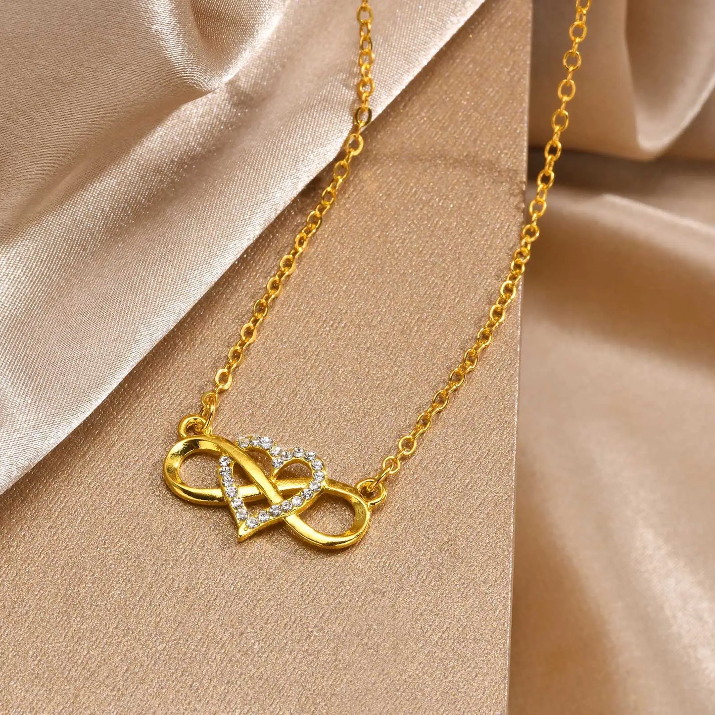 💖 Eternal Bond™ – Infinity Heart Necklace with Sparkling Cubic Zirconia | Gift for Her