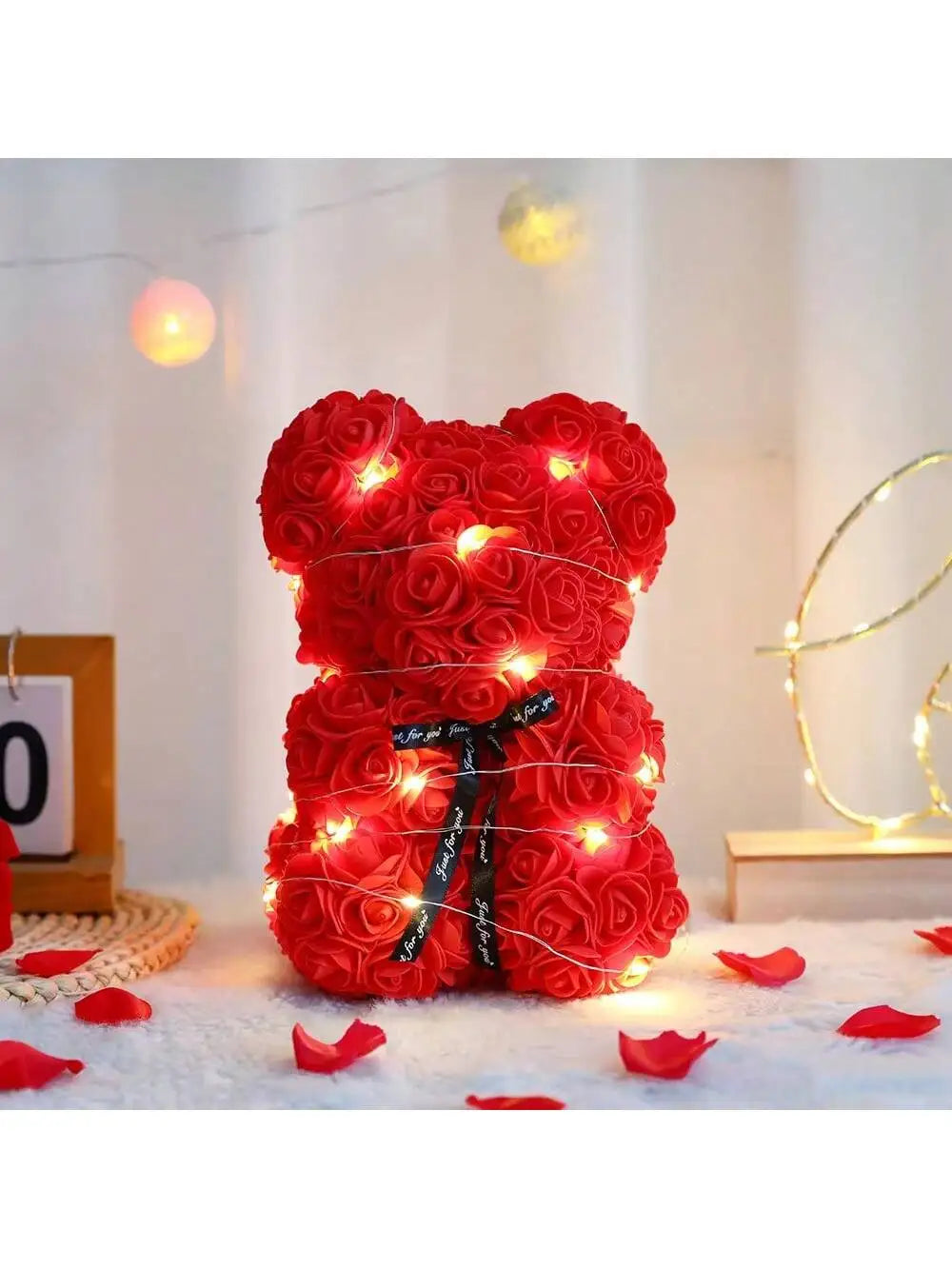 🌹 Rózsa színű plüssmackó művirág – Romantikus évfordulós, Valentin-napi és születésnapi ajándék hölgyeknek 🎁