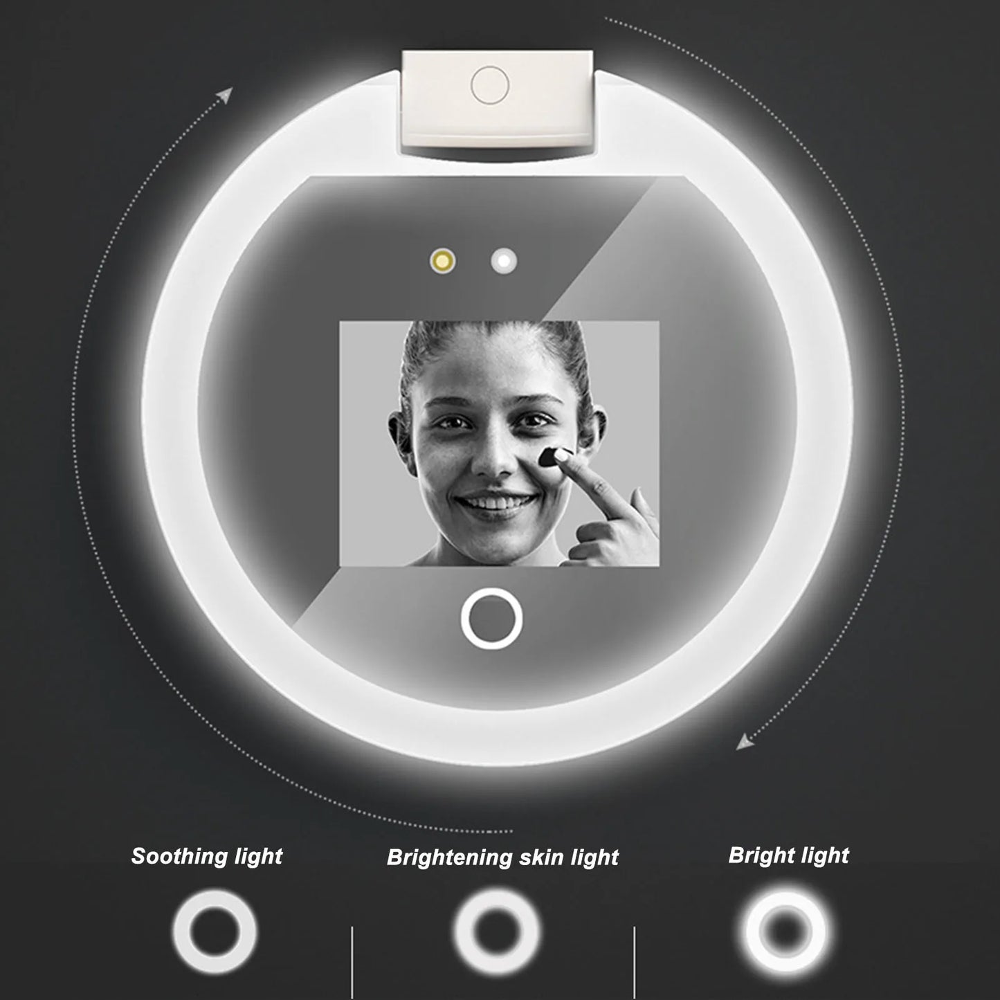 🌞 UV Camera Makeup Mirror with LED Lights – 2X Magnification, Smart Touch, Portable Sun Protection Checker