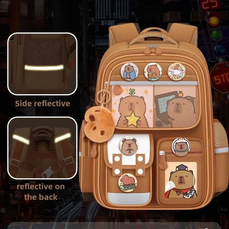 Capybara Children Backpack – Waterproof Orthopedic School Bag with Large Capacity