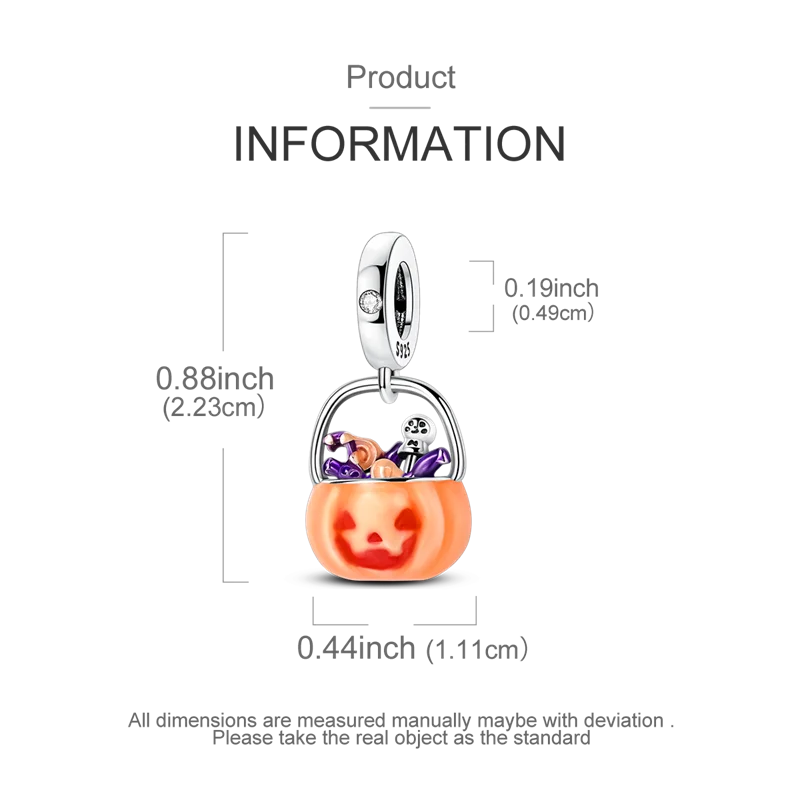 ✨ 925 Sterling Silver Halloween Charms – Witch, Pumpkin & Poison Elements | Pandora-Style Bracelet Compatible