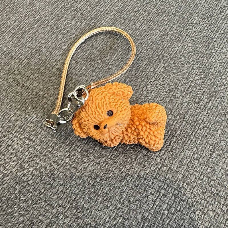 Mini Resin Flocking 3D Bichon Frise Dog Pendant Charm – for 15cm & 17cm Labubu Dolls