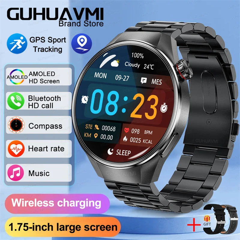 2025 New Huawei GT5 Pro Smart Watch for Men – HD AMOLED, GPS, Heart Rate & Bluetooth Call