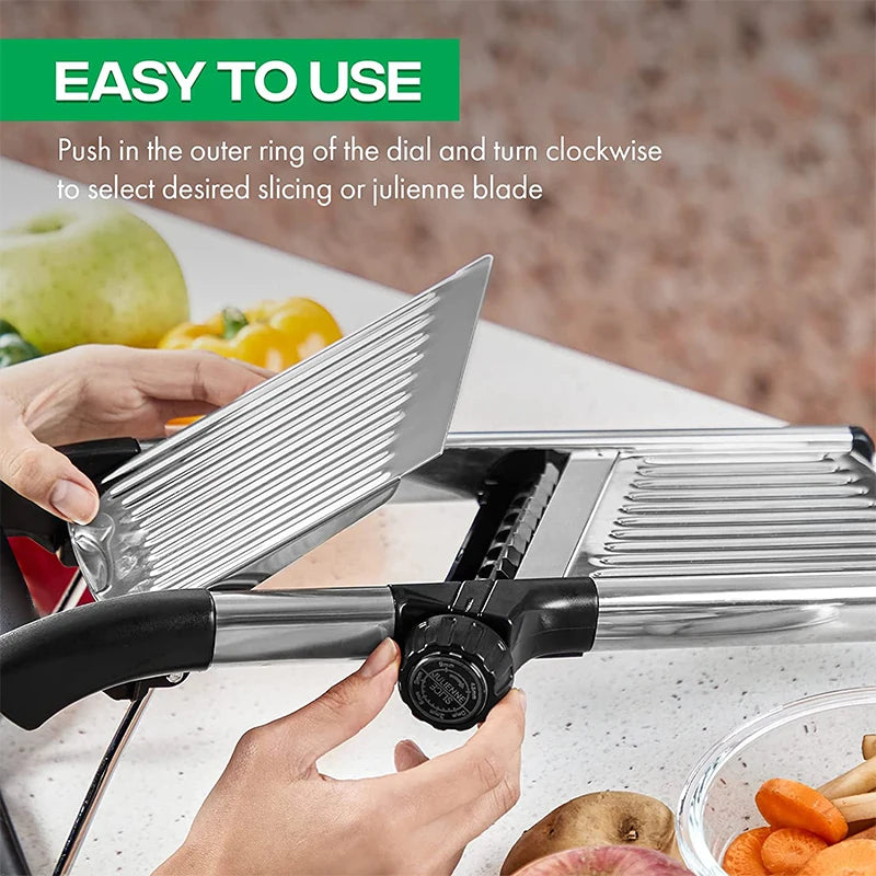 🥕 Adjustable Mandoline Slicer – Stainless Steel Vegetable Cutter & Chopper