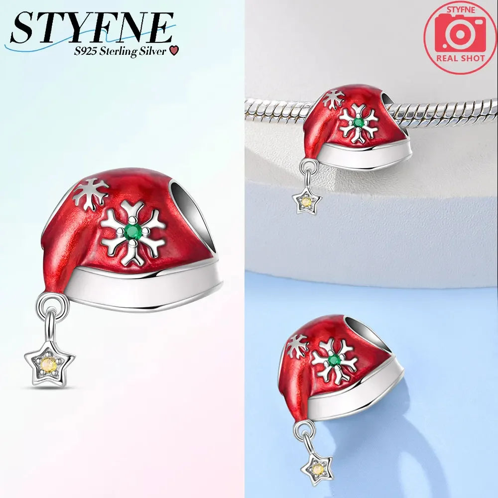 ✨ 925 Sterling Silver Christmas Charms – Tree, Hat, Love & Elk | Pandora-Style Bracelet Compatible