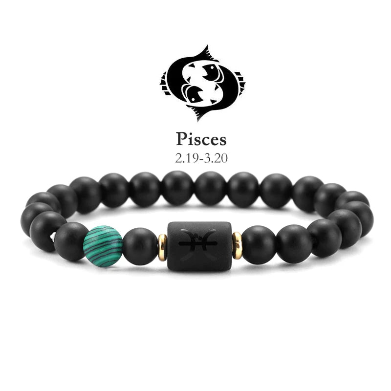 ✨ 12 Zodiac Natural Stone Bracelet – Cancer, Virgo, Leo, Libra – Unisex Couple & Friendship Jewelry Gift