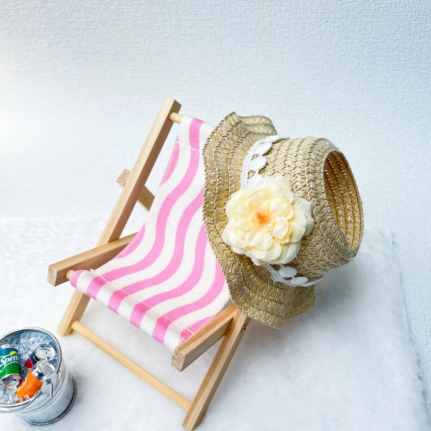 Labubu Summer Elegant Straw Hat – 15/17cm Hawaiian Doll Accessory
