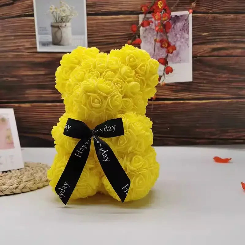🌹 Rózsa színű plüssmackó művirág – Romantikus évfordulós, Valentin-napi és születésnapi ajándék hölgyeknek 🎁