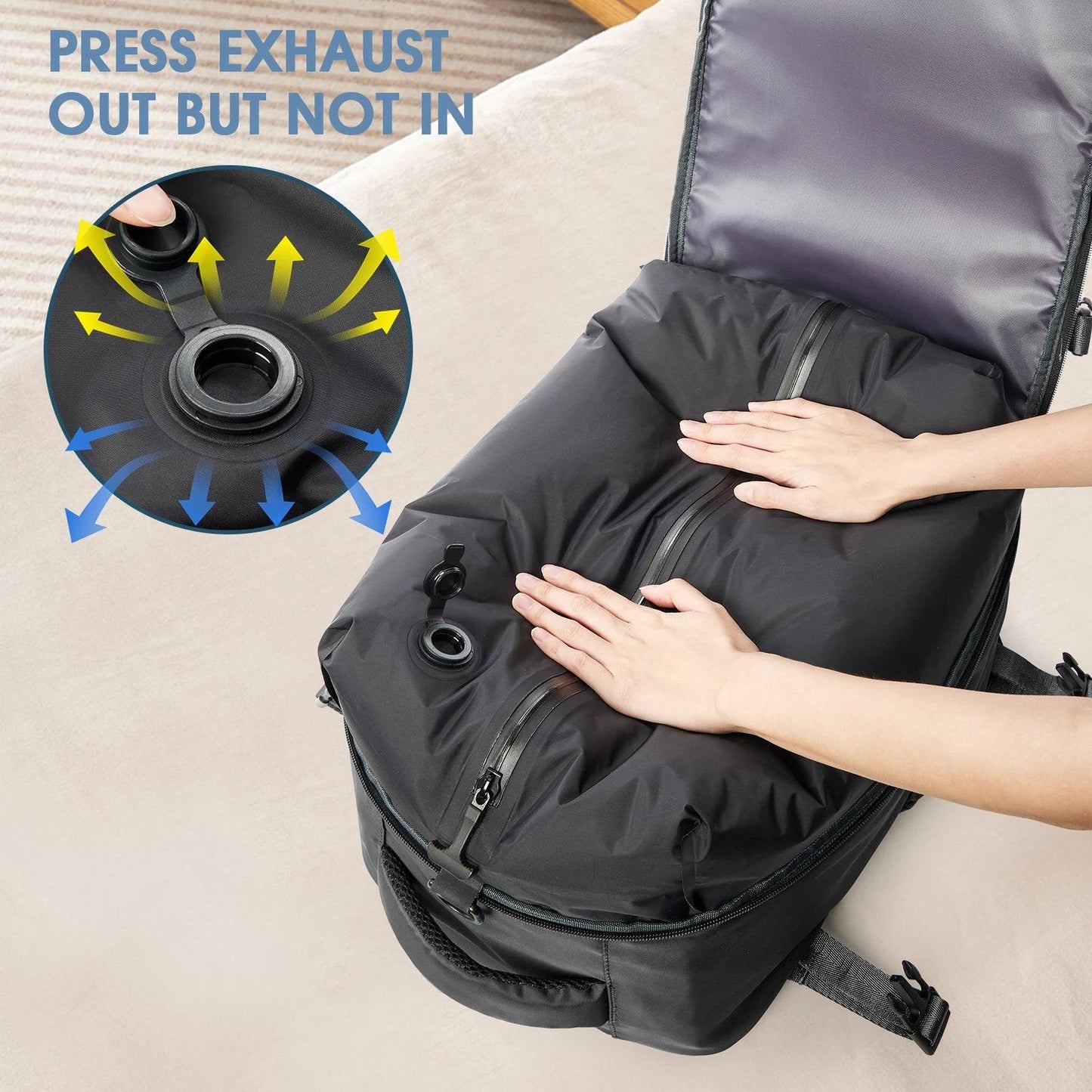 Vacuum Backpack Travel Bag – Large Capacity Expandable Business & School Laptop Backpack for Men & Wome