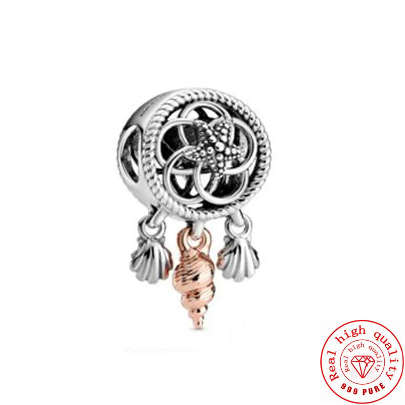 ✨ 925 Sterling Silver Ocean Charms – 🌙 Moon, ⭐ Star, ☀️ Sun & 💧 Blue Beads | Pandora-Style Bracelet Compatible