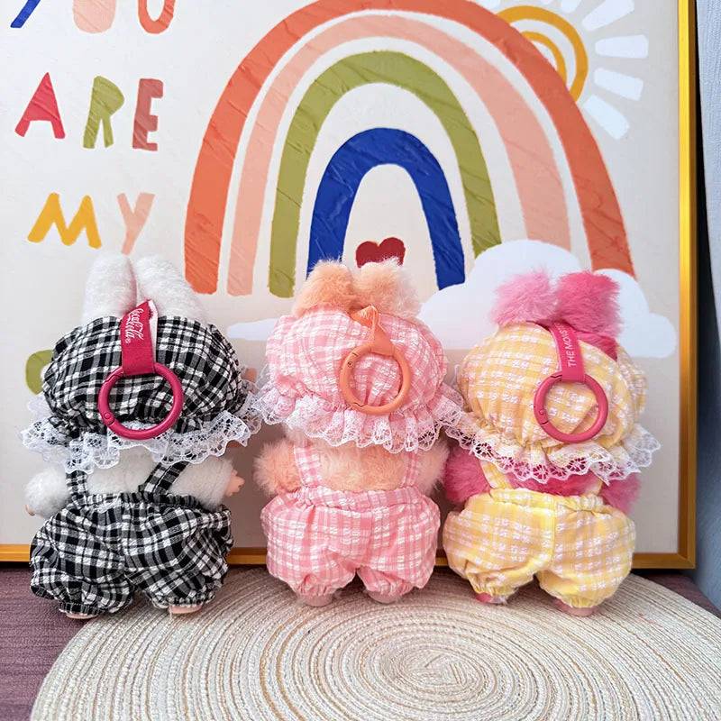 Labubu Summer Pajamas Set – 15/17cm V1 V2 V3 Doll Clothes with Hat