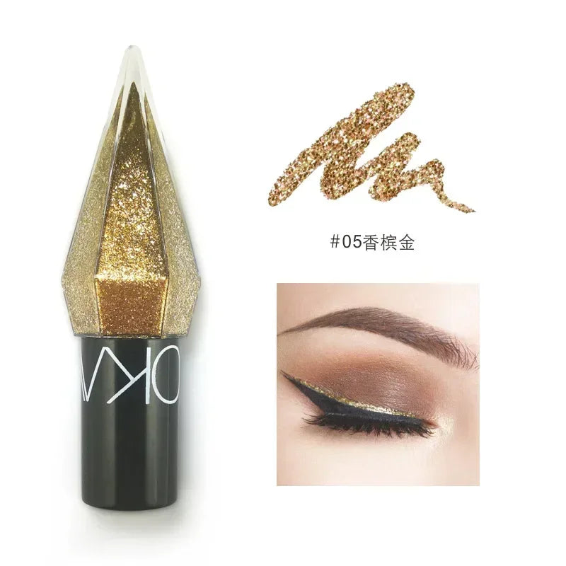 Waterproof Glitter Eyeliner & Eyeshadow – Shiny Diamond Liquid Makeup in Silver, Rose Gold & More