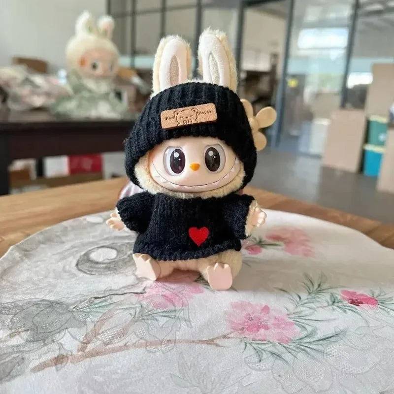 Labubu Bear Hat & Love Sweater Pendant Set – Cute Baby Doll Clothes