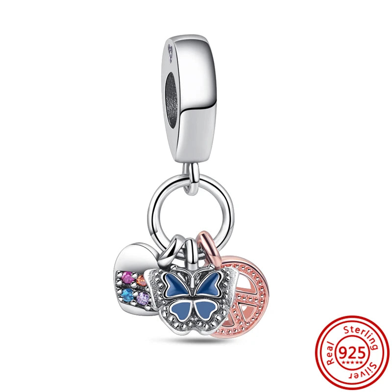✨ 925 Sterling Silver Ocean Charms – 🌙 Moon, ⭐ Star, ☀️ Sun & 💧 Blue Beads | Pandora-Style Bracelet Compatible