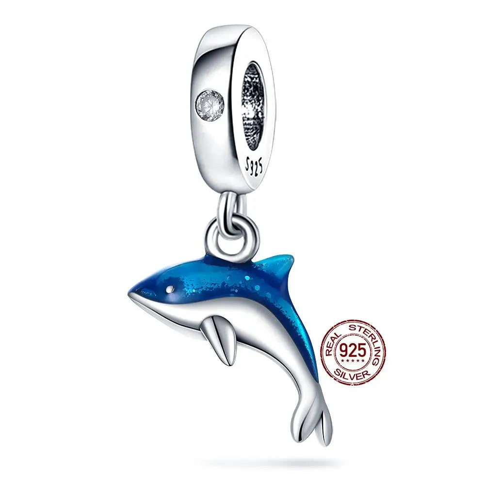 ✨ 925 Silver Ocean Charms – 🐙 Octopus, 🐢 Sea Turtle, 🐬 Dolphin & 💧 Blue Zircon | Pandora-Style Bracelet Compatible