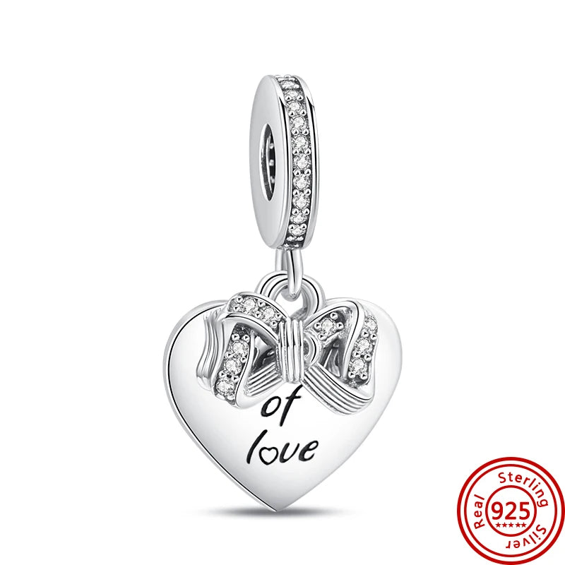 ✨ 925 Silver Sparkling Charms – ❄️ Snowflake, 🌿 Herbarium, 😇 Angel Wings & ❤️ Heart | Pandora-Style Bracelet Compatible