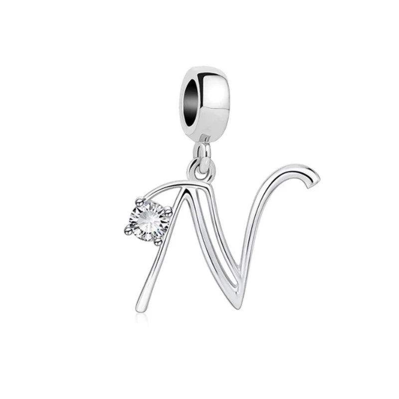 ✨ 925 Silver Alphabet Charms – 🔤 26 Letter Dangle Beads | Pandora-Style Bracelet Compatible