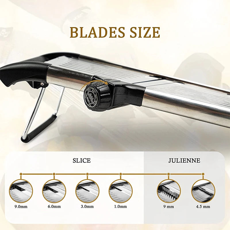 🥕 Adjustable Mandoline Slicer – Stainless Steel Vegetable Cutter & Chopper