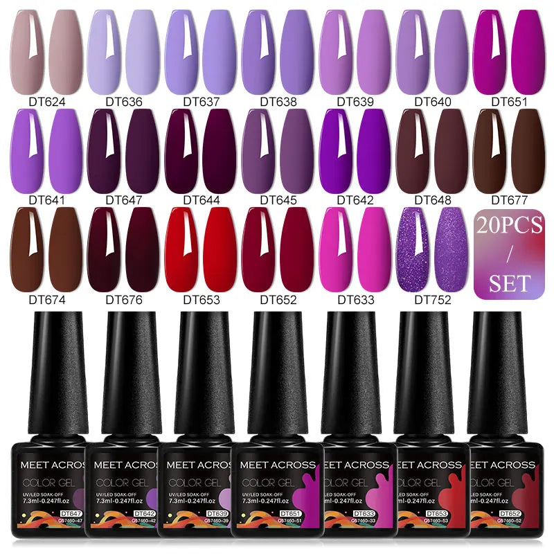 20-Piece HEMA-Free Gel Nail Polish Set – All-Season Long-Lasting UV/LED Soak-Off Kit for DIY Manicure & Nail Art