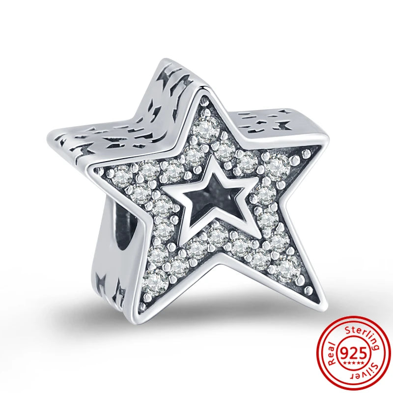✨ 925 Silver Sparkling Charms – ❄️ Snowflake, 🌿 Herbarium, 😇 Angel Wings & ❤️ Heart | Pandora-Style Bracelet Compatible