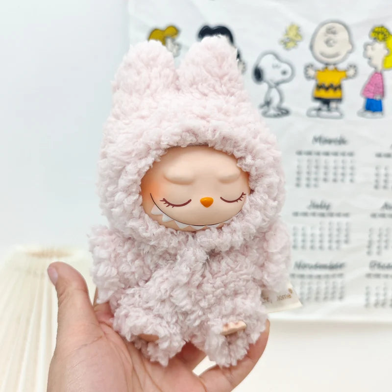 Labubu 17cm Cute Hairy Rabbit Onesie – Mini Doll Bodysuit Outfit Set