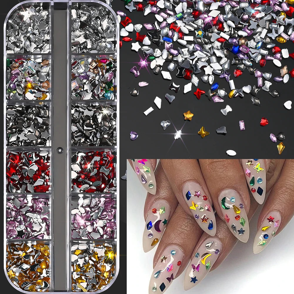 🌊✨ 12Grids Ocean Gold Nail Art Charms | Shell, Seahorse, Starfish & Pearl Gems 🐚🦄 Shop1103833347 Store