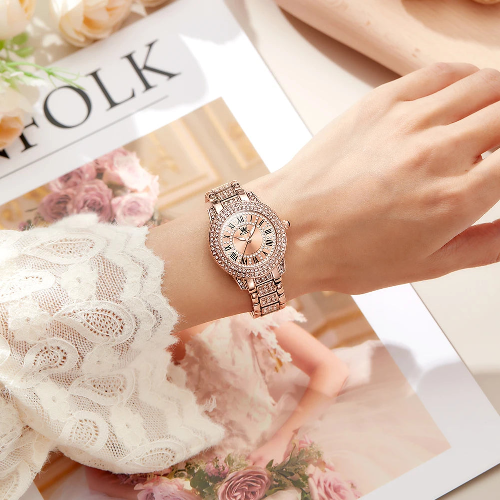 OLEVS Original Diamond Women's Watch – Elegant Waterproof Luxury Quartz Timepiece
