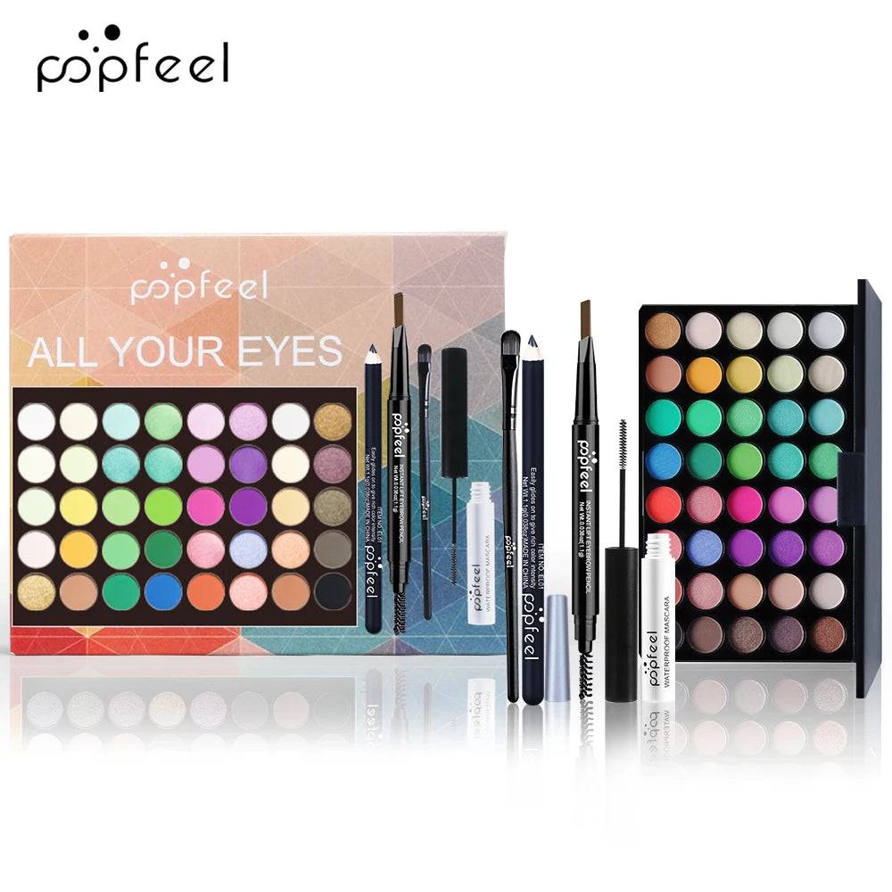 🌟 Complete Eye Makeup Set – Eyeshadow Palette, Eyeliner, Mascara & Eyebrow Pencil with Makeup Tools Box