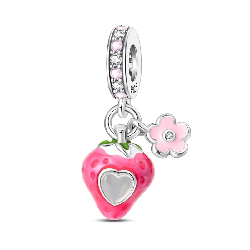 ✨ 925 Silver Halloween Charms – 💀 Skull, 🍎 Apple & 🍒 Cherry | Pandora-Style Bracelet Compatible