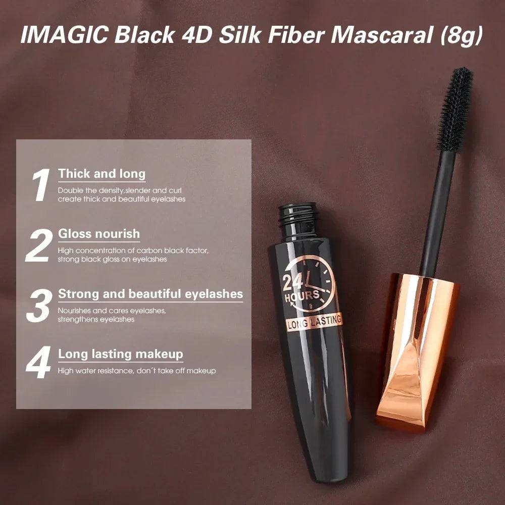 🌟 5D Waterproof Black Silk Fiber Mascara – Lengthening & Curling Eyelash Extension