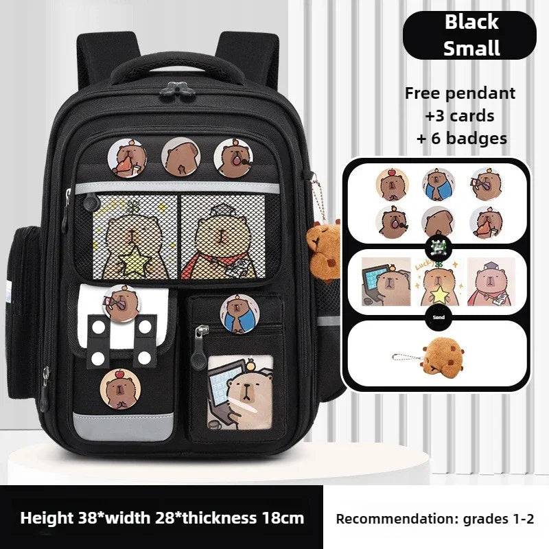 Capybara Children Backpack – Waterproof Orthopedic School Bag with Large Capacity