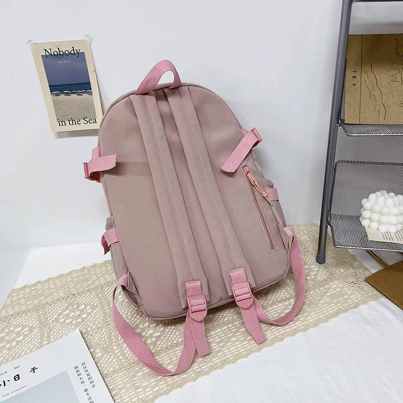Cute Women’s Backpack – Waterproof Multi-Pocket Nylon Kawaii School Bag for Students & Girls