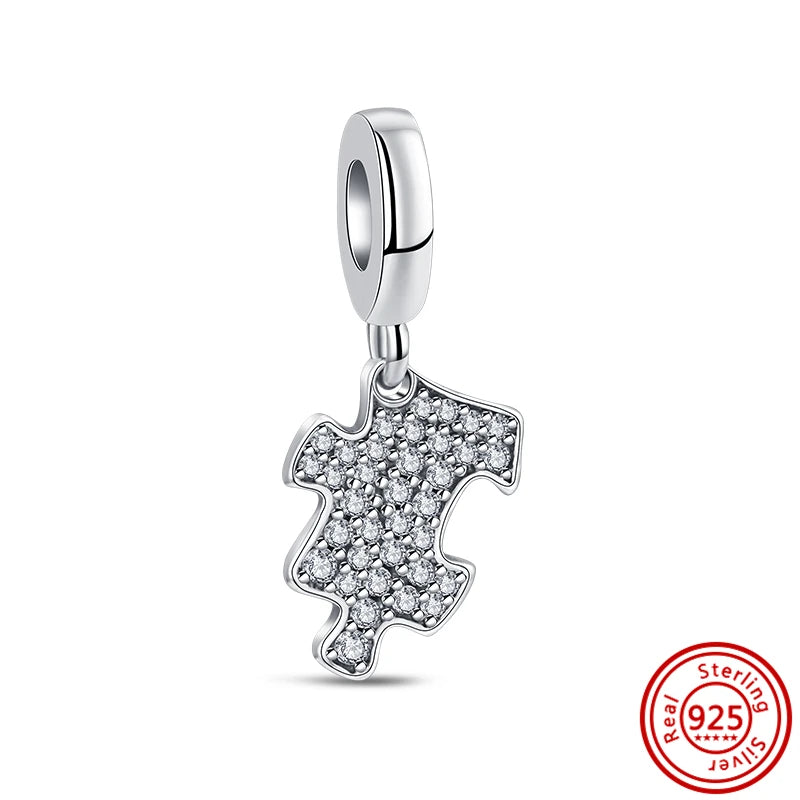 ✨ 925 Silver Sparkling Charms – ❄️ Snowflake, 🌿 Herbarium, 😇 Angel Wings & ❤️ Heart | Pandora-Style Bracelet Compatible