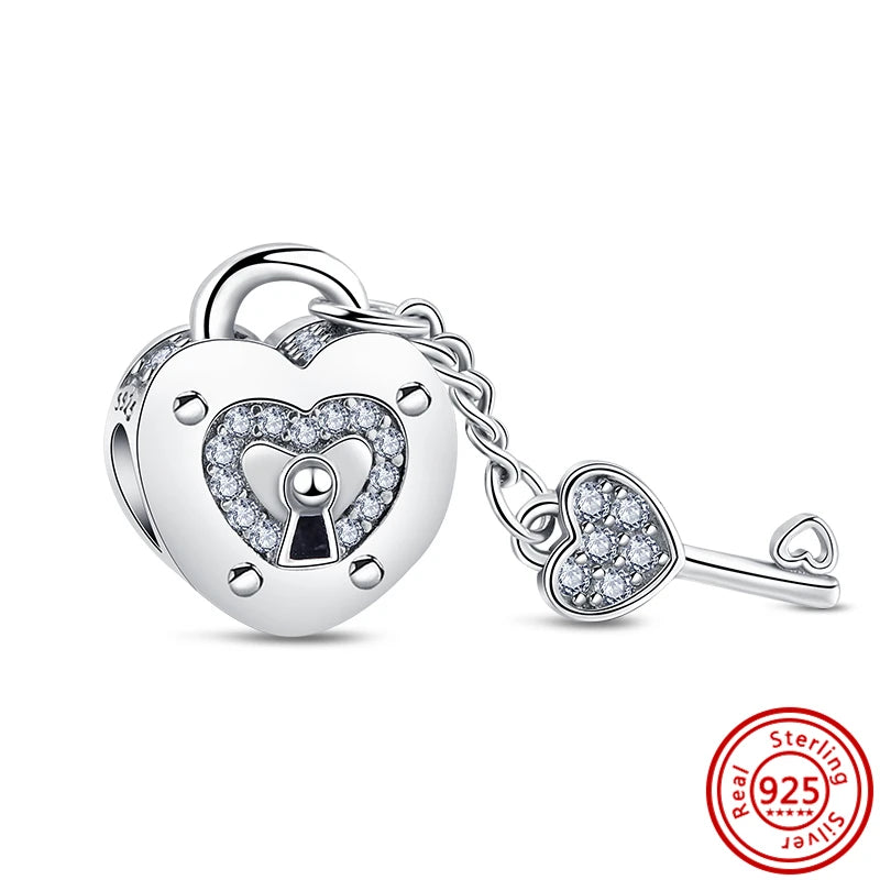 ✨ 925 Silver Sparkling Charms – ❄️ Snowflake, 🌿 Herbarium, 😇 Angel Wings & ❤️ Heart | Pandora-Style Bracelet Compatible