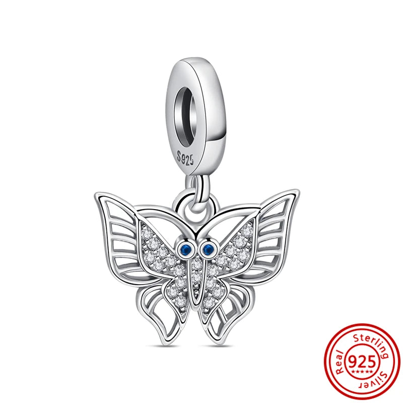 ✨ 925 Silver Sparkling Charms – ❄️ Snowflake, 🌿 Herbarium, 😇 Angel Wings & ❤️ Heart | Pandora-Style Bracelet Compatible
