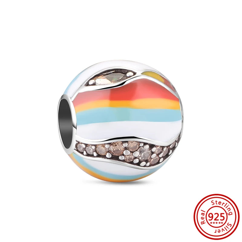 ✨ 925 Sterling Silver Ocean Charms – 🌙 Moon, ⭐ Star, ☀️ Sun & 💧 Blue Beads | Pandora-Style Bracelet Compatible