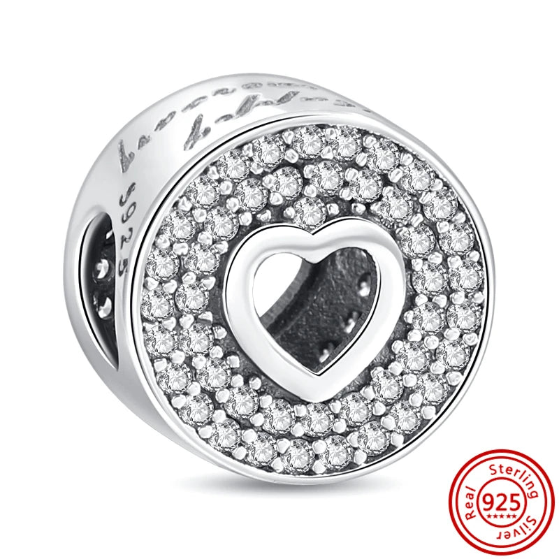 ✨ 925 Silver Sparkling Charms – ❄️ Snowflake, 🌿 Herbarium, 😇 Angel Wings & ❤️ Heart | Pandora-Style Bracelet Compatible