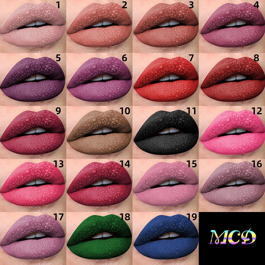 💄 19 Colors Matte Velvet Liquid Lipstick 💋 | Waterproof, Long-Lasting Lip Gloss – Nude, Red, Black & More 🌈