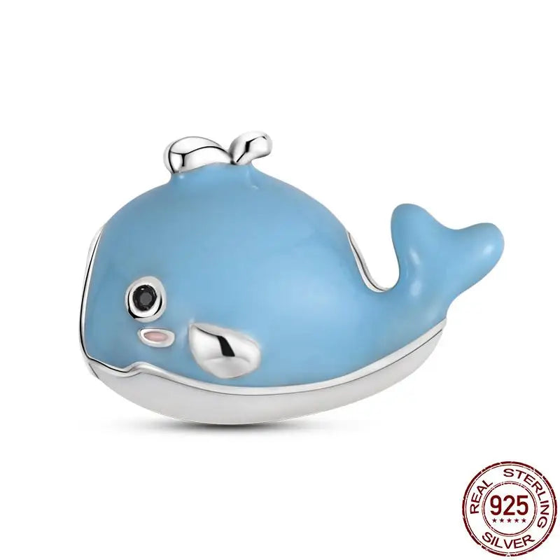 ✨ 925 Silver Ocean Charms – 🐙 Octopus, 🐢 Sea Turtle, 🐬 Dolphin & 💧 Blue Zircon | Pandora-Style Bracelet Compatible