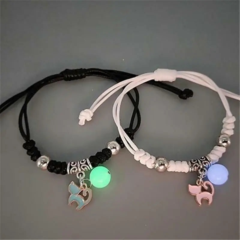 2PC Fashion Luminous Star Couple Bracelets – Matching Glow-in-the-Dark Jewelry for Men & Women