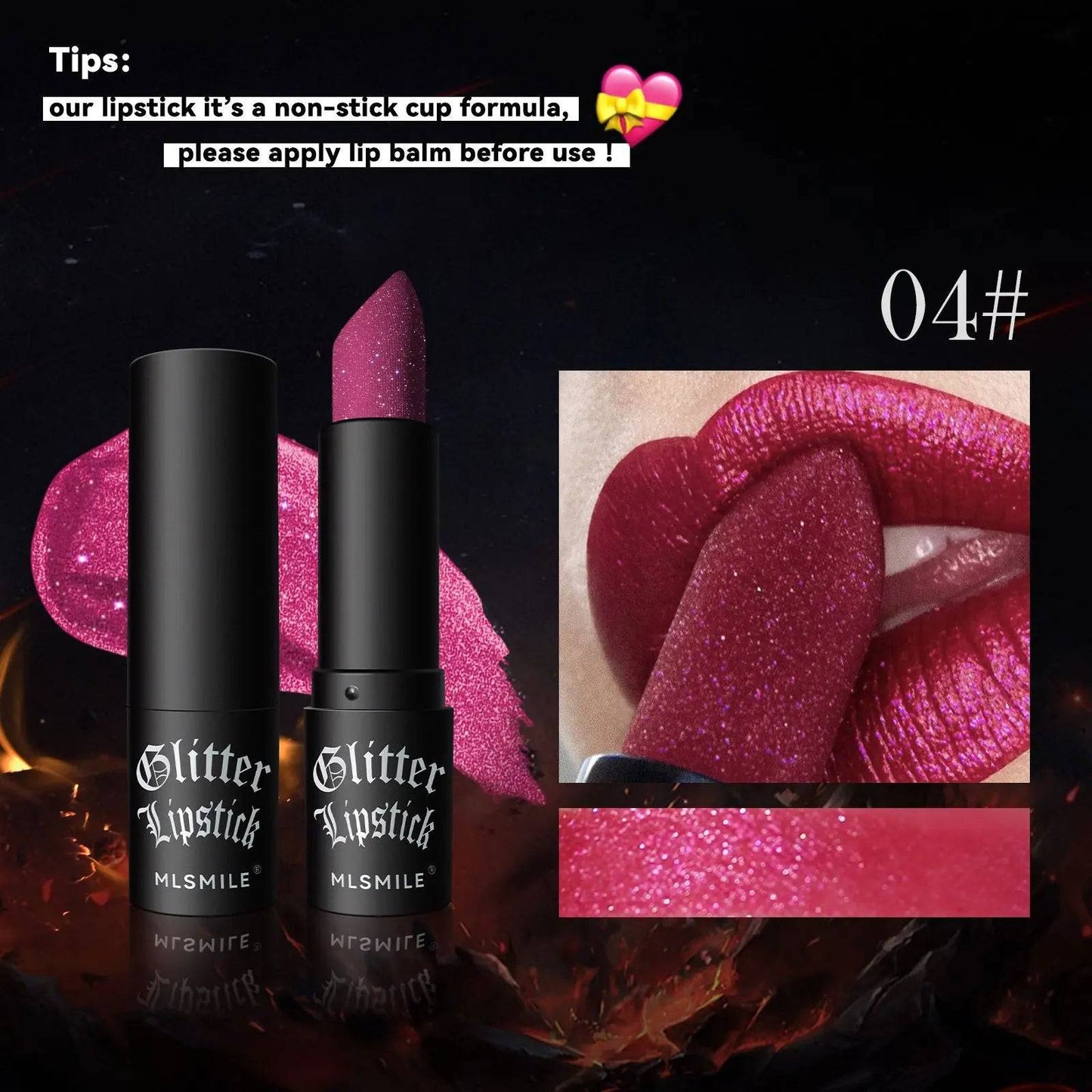 💎 7 Colors Glitter Lipstick – Waterproof Long-Lasting Diamond Pearlescent Metallic Lipstick