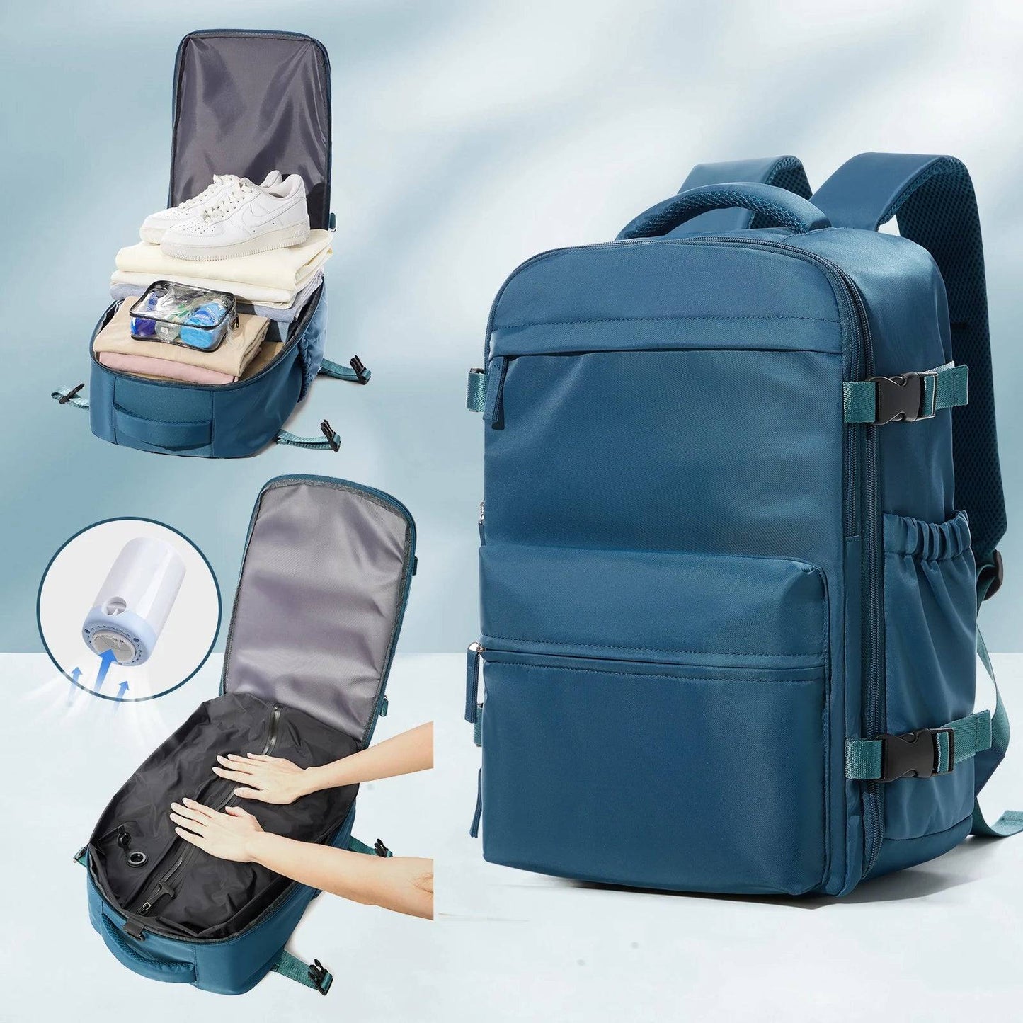 Vacuum Backpack Travel Bag – Large Capacity Expandable Business & School Laptop Backpack for Men & Wome