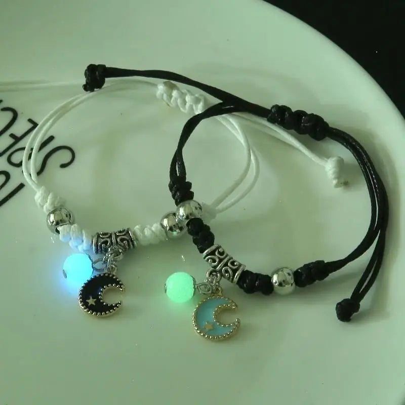 2PC Fashion Luminous Star Couple Bracelets – Matching Glow-in-the-Dark Jewelry for Men & Women