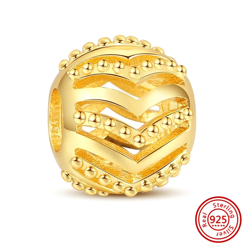 ✨ 925 Silver Gold-Plated Charms – ✨ Sparkling Dangle Beads | Pandora-Style Bracelet Compatible