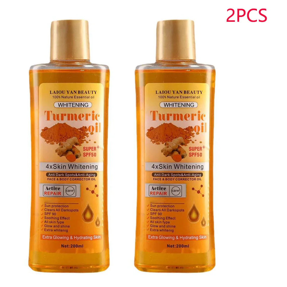 🌿 Turmeric Essential Oil – 200ml Soothing Skin Oil for Face, Neck, Hands & Feet Massage