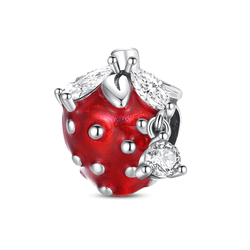 ✨ 925 Silver Strawberry & Cherry Charms – Fruit Series Beads | Pandora-Style Bracelet Compatible