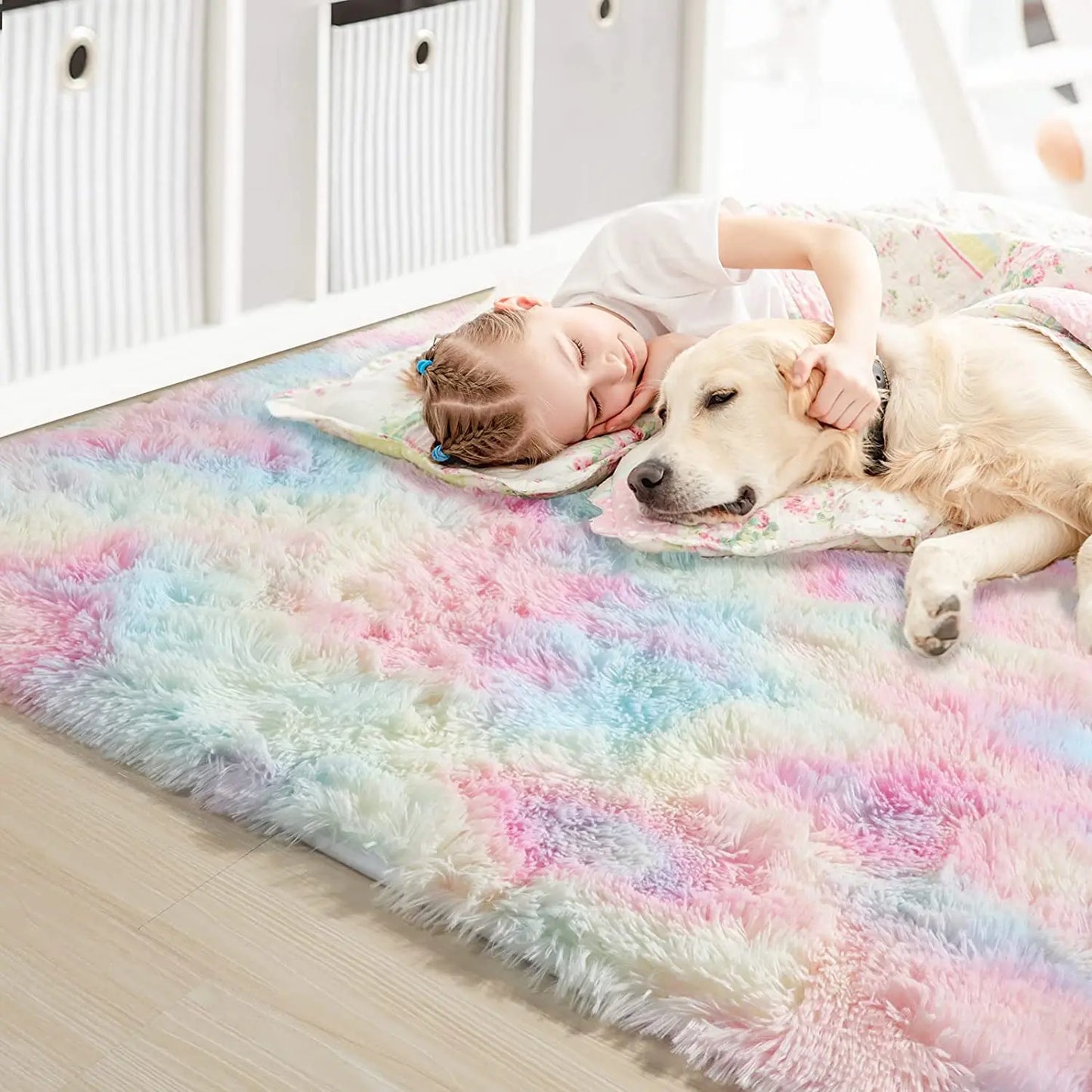 RainbowCloud Plush Rug – Ultra-Soft, Vibrant & Cozy Home Comfort