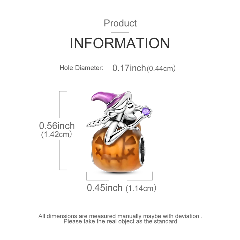 ✨ 925 Sterling Silver Halloween Charms – Witch, Pumpkin & Poison Elements | Pandora-Style Bracelet Compatible