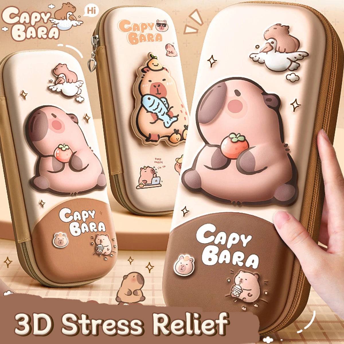 Kawaii Capybara 3D Pencil Case – Cute Large Capacity EVA Stationery Box